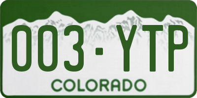CO license plate 003YTP