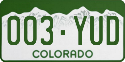 CO license plate 003YUD