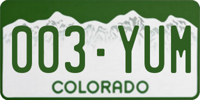 CO license plate 003YUM
