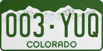CO license plate 003YUQ