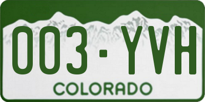 CO license plate 003YVH