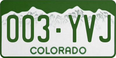 CO license plate 003YVJ