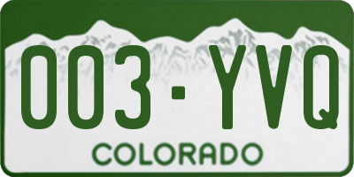 CO license plate 003YVQ