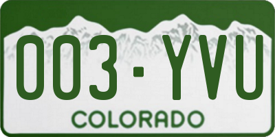 CO license plate 003YVU