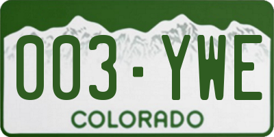 CO license plate 003YWE