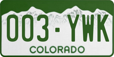 CO license plate 003YWK