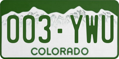 CO license plate 003YWU
