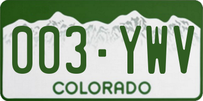 CO license plate 003YWV