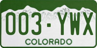 CO license plate 003YWX