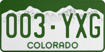 CO license plate 003YXG