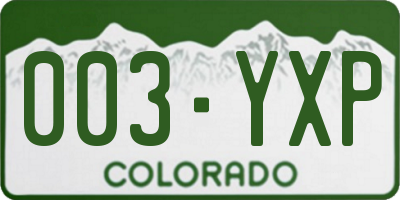 CO license plate 003YXP