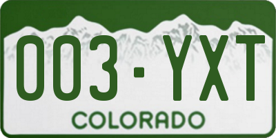 CO license plate 003YXT