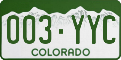CO license plate 003YYC