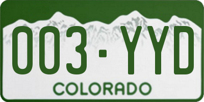 CO license plate 003YYD