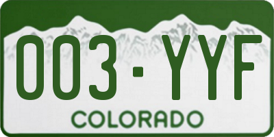 CO license plate 003YYF