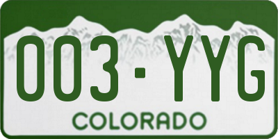 CO license plate 003YYG