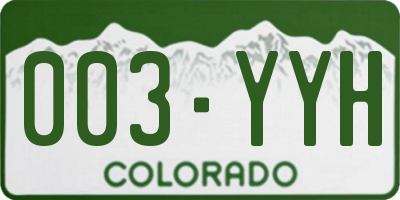 CO license plate 003YYH