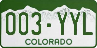 CO license plate 003YYL
