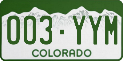 CO license plate 003YYM
