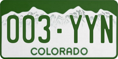 CO license plate 003YYN