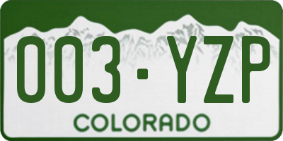 CO license plate 003YZP