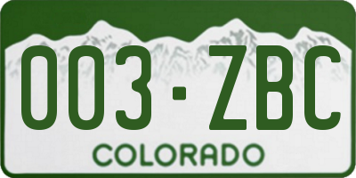 CO license plate 003ZBC