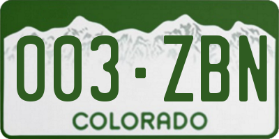 CO license plate 003ZBN