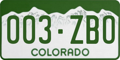 CO license plate 003ZBO