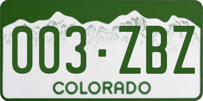 CO license plate 003ZBZ
