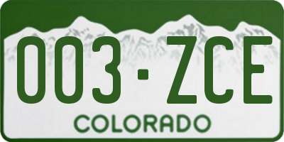 CO license plate 003ZCE