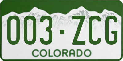 CO license plate 003ZCG