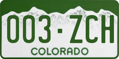 CO license plate 003ZCH