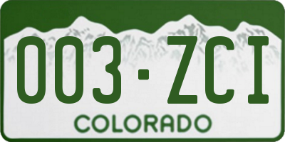 CO license plate 003ZCI