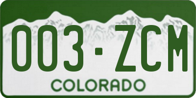 CO license plate 003ZCM