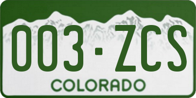 CO license plate 003ZCS