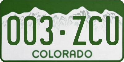 CO license plate 003ZCU