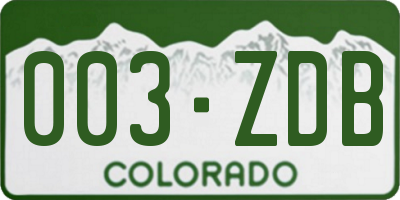 CO license plate 003ZDB