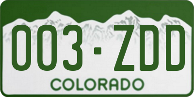 CO license plate 003ZDD