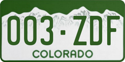CO license plate 003ZDF