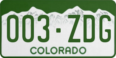 CO license plate 003ZDG
