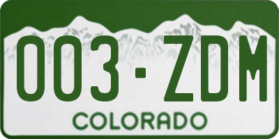 CO license plate 003ZDM