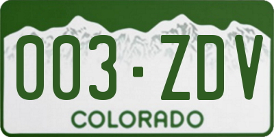 CO license plate 003ZDV