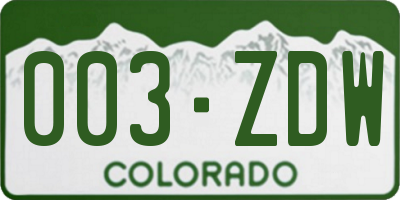 CO license plate 003ZDW
