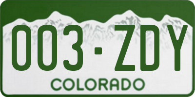 CO license plate 003ZDY
