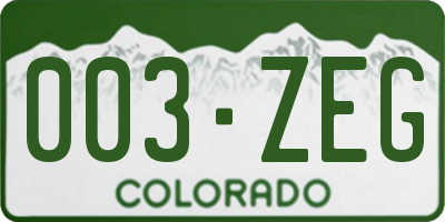 CO license plate 003ZEG