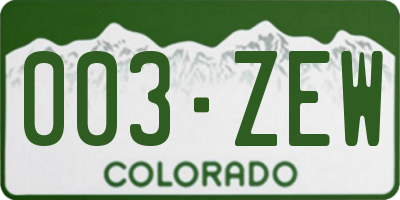 CO license plate 003ZEW
