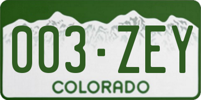 CO license plate 003ZEY