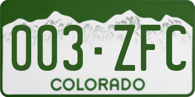 CO license plate 003ZFC