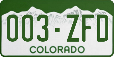 CO license plate 003ZFD