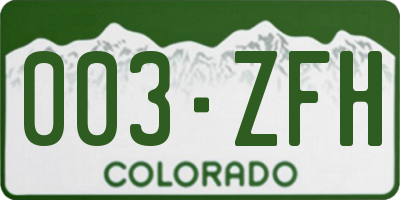CO license plate 003ZFH